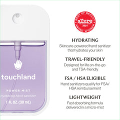 Touchland BLOSSOM travel-size bottles arranged for on-the-go use.