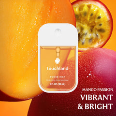 Touchland JUICY 5 Set Velvet Peach spray bottle for soft, skin-friendly hydration.