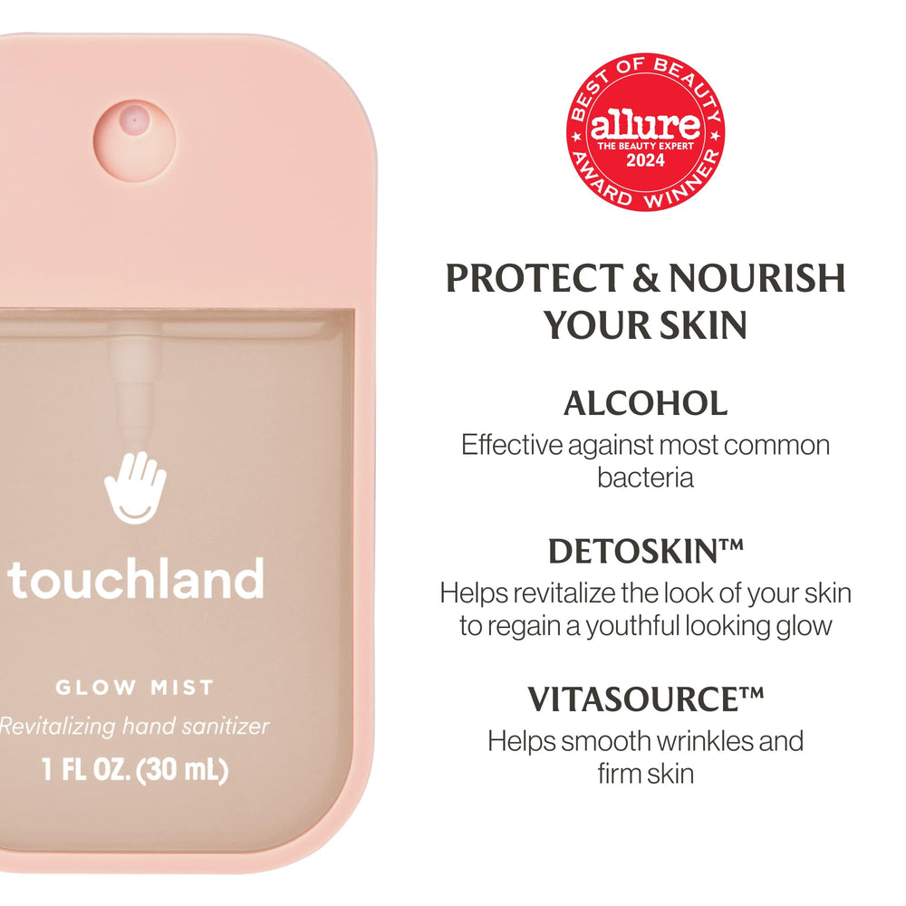 Touchland White Mist Case design, keeps sanitizer accessible and protected.