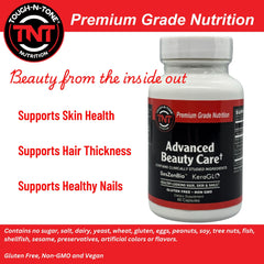 TOUGH-N-TONE packaging box displayed for vegan beauty supplementation.