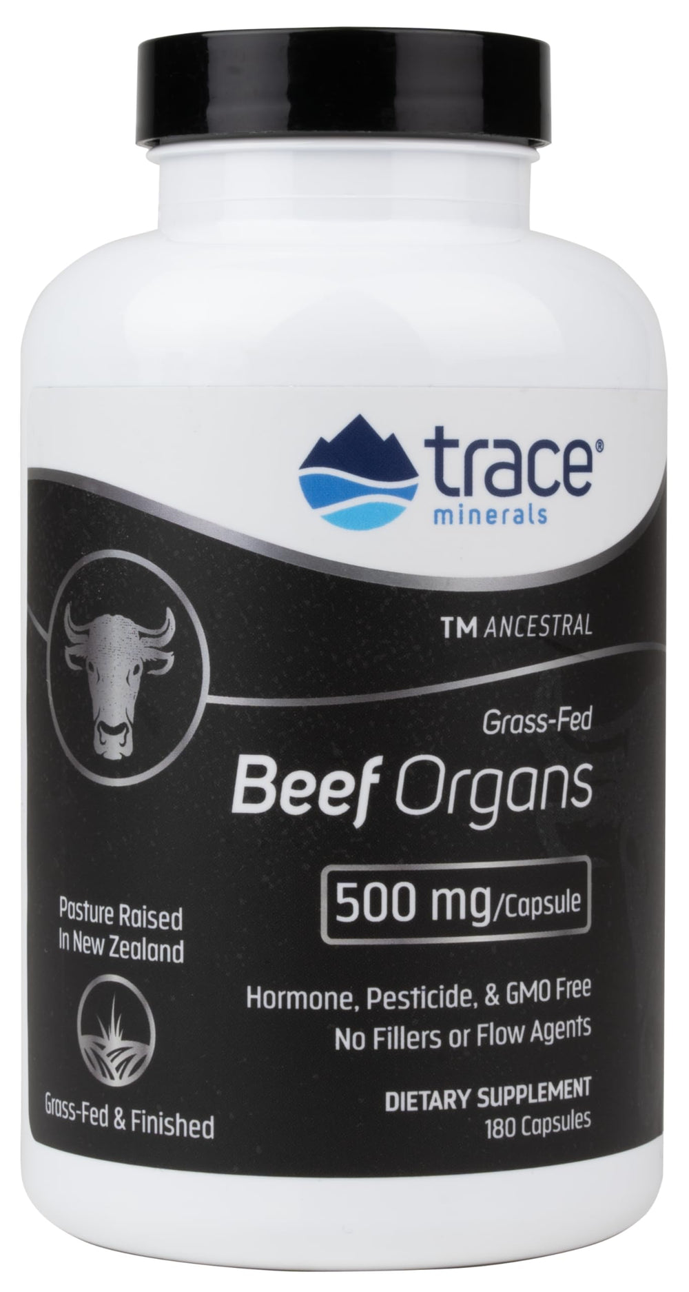 Trace Minerals Beef Organs kidney capsule shows diverse organ nutrients.