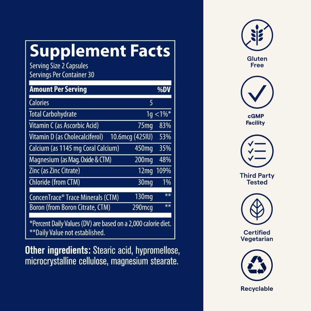 Lifestyle shot showing Trace Minerals Coral Calcium supporting bone health.