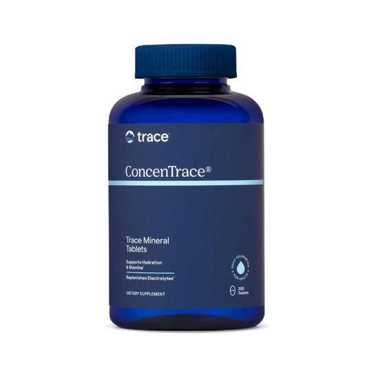 Trace Minerals ConcenTrace tablets in bottle close-up for daily wellness support