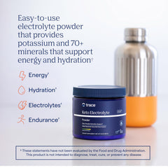 Trace Minerals Keto Electrolyte Powder scoop showing precise measurement for consistent electrolyte intake.
