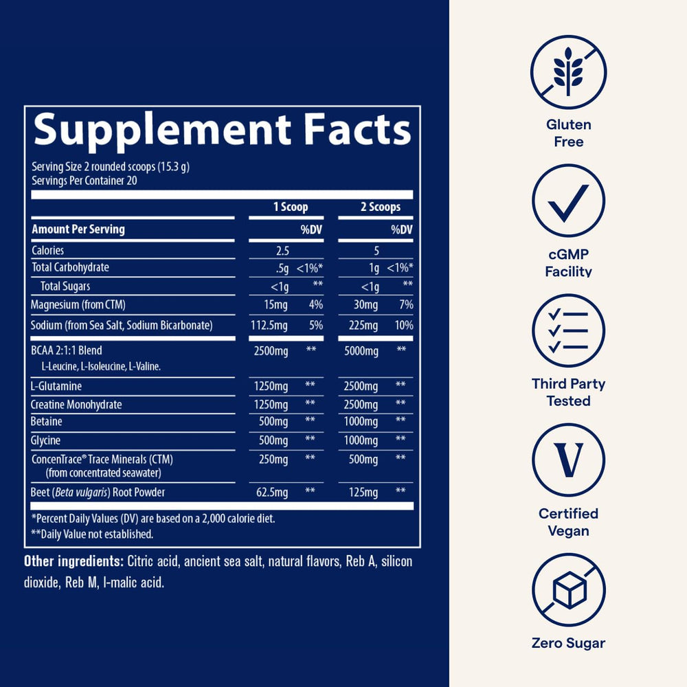 Trace Minerals Post-Workout bottle pour shows easy mix for post-workout recovery