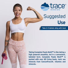 Trace Minerals Complete Foods Multi pills in a dispense showing ionic trace minerals