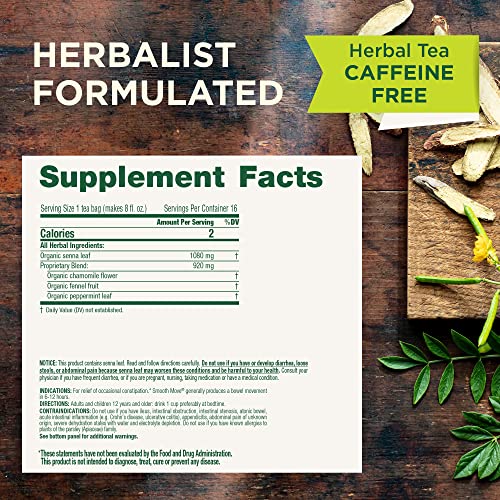 Traditional Medicinals Smooth Move cup with chamomile aroma suggests calming overnight use.