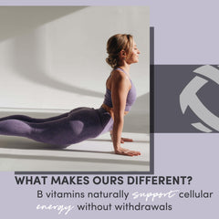 Tranont Focus B Complex capsules pour demonstrates convenient daily dosing for steady energy.