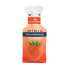 Transcend Foods mini strawberry gel packaging ready for travel and quick energy.