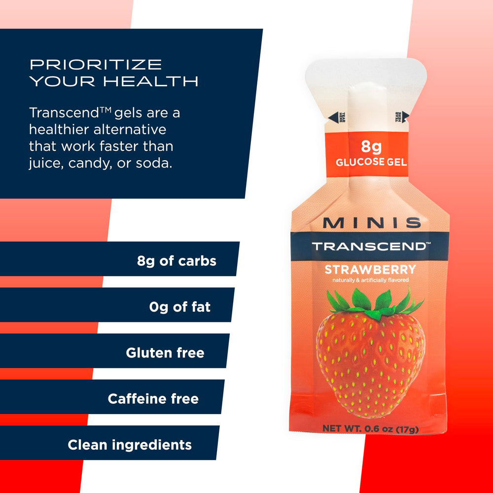 Transcend Foods mini strawberry gel travels easily, ideal for runners and hikers.