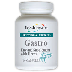 TRANSFORMATION Genesis Gastro Enzyme bottle promoting digestive comfort after meals.