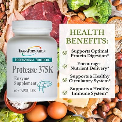 TRANSFORMATION Protease 375K capsules ready for on-the-go protein metabolism.