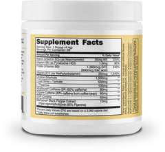 TransformHQ pina colada label closeup highlighting non-GMO and gluten-free ingredients.