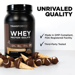 TransformHQ Whey Protein Isolate 28 servings packaging signals value.