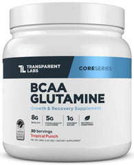 Transparent Labs BCAA Glutamine bottle ready for post-workout recovery