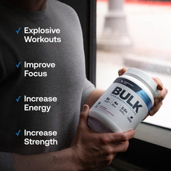 Transparent Labs Bulk Pre-Workout front packaging emphasizes tropical punch flavor and quality
