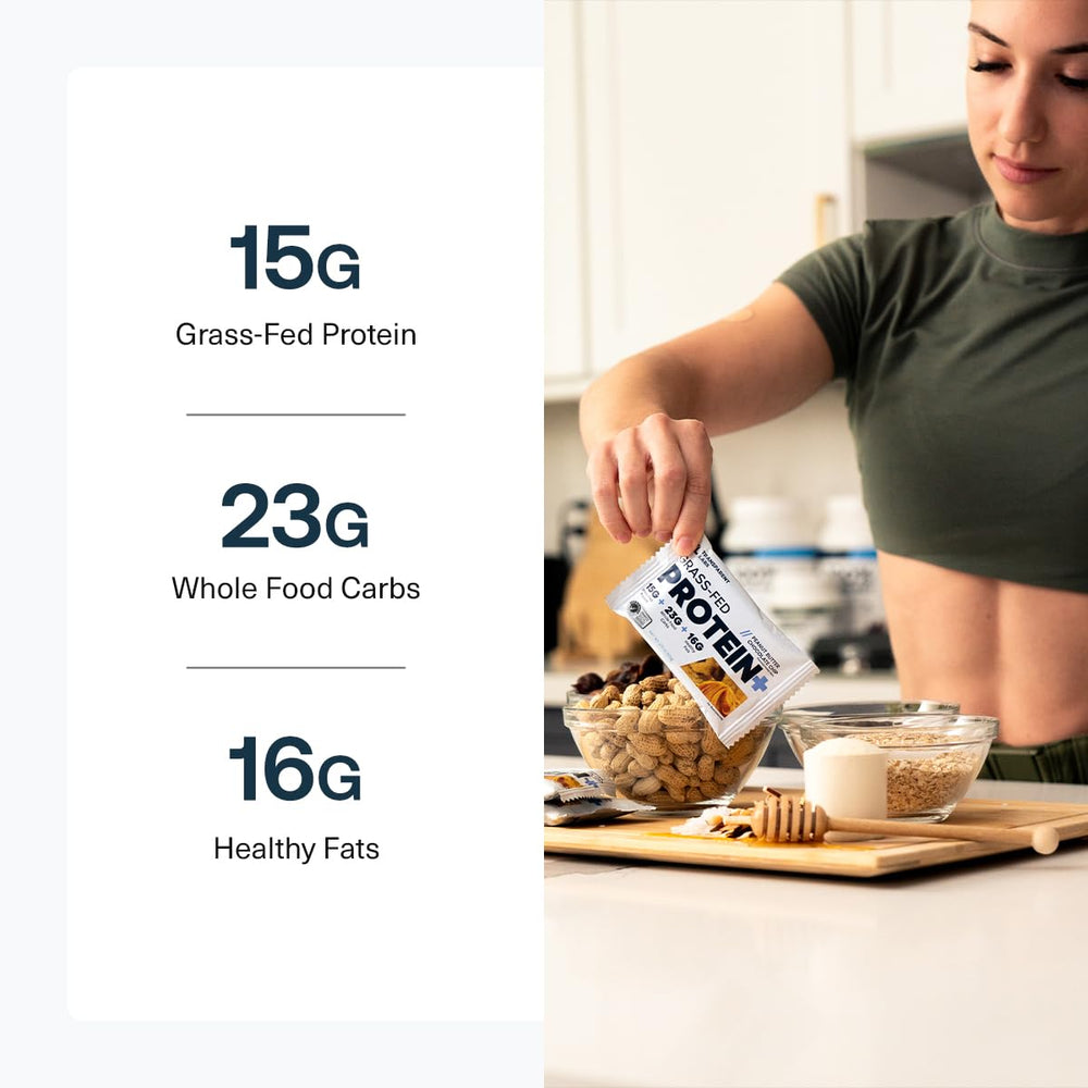 Label for No artificial sweeteners on Transparent Labs Protein+ Bars packaging.