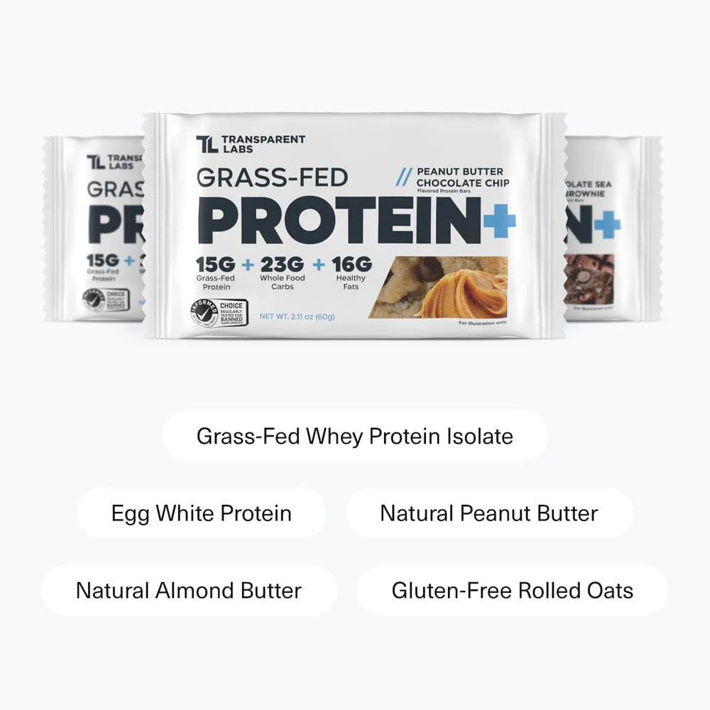 Peanut butter swirl in Transparent Labs Protein+ Bars emphasizes natural flavor.