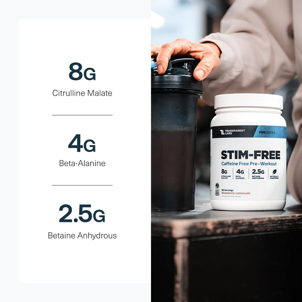 Top view of Stim-Free bottle highlighting label and cap branding.