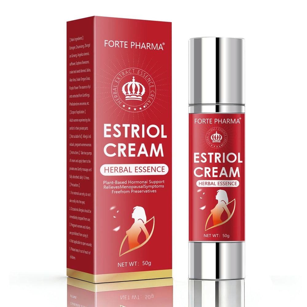 TRAVELMASTER bioidentical estriol cream packaging on clean counter for discreet daily use.