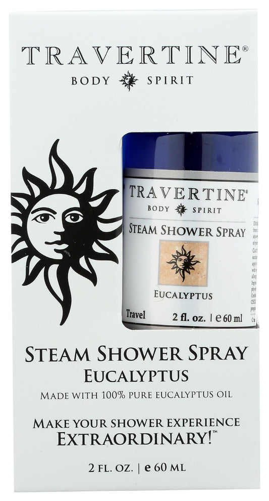 Travertine eucalyptus 2oz bottle delivering lasting shower aroma