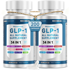 Trawecual GLP-1 bottle front highlighting a two pack for digestive support