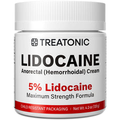 Treatonic 5% Lidocaine Cream bottle for quick topical relief.