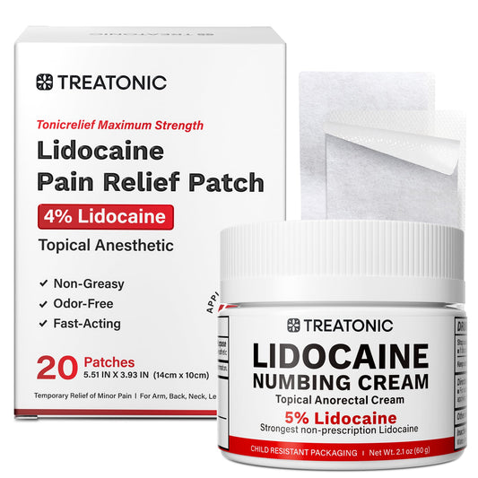 Treatonic lidocaine cream 5% tube applied for fast, targeted relief on skin