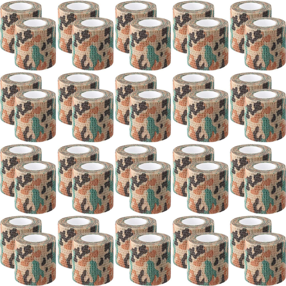 Treela 48-pack self-adhesive wrap bandage in green camo for quick coverage.