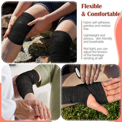 Treela cohesive knee wrap in black, stable support.