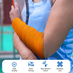 Elastic cohesive wrap from Treela secures wrists, ankles, and fingers with gentle compression.