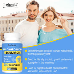 Trehealtt Saccharomyces boulardii travel pack illustrates on-the-go digestive support.
