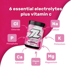 The Treigning Lab pink lemonade hydration powder beside a water bottle for keto-friendly refreshment