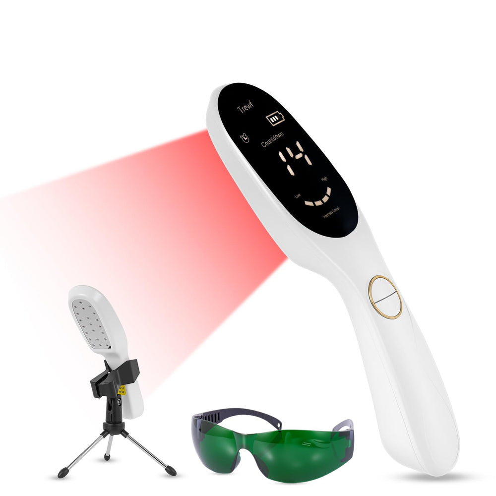 Trewf cold laser therapy device front view, portable at home for daily wellness.