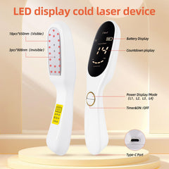 Trewf handheld red-light therapy device in use on skin.