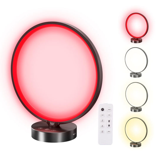 Treybair red light therapy lamp 670nm for calming bedtime routine.