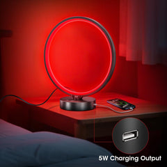 Built-in 5W USB charging port on Treybair lamp base.