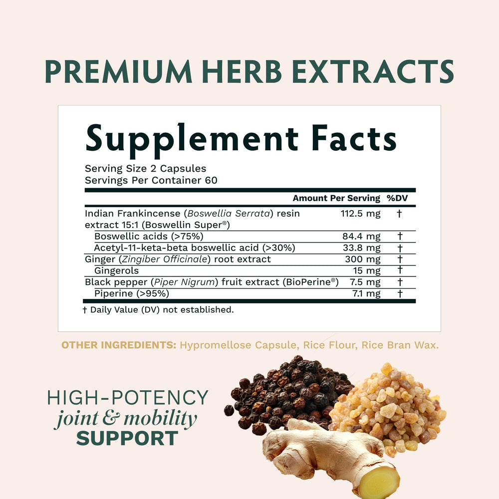 TRIBE ORGANICS Boswellia serrata capsules ready for daily joint and gut support.