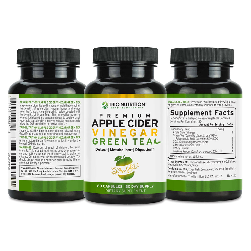 TRIO NUTRITION bottle and packaging image communicates keto-friendly, sugar-free formula.