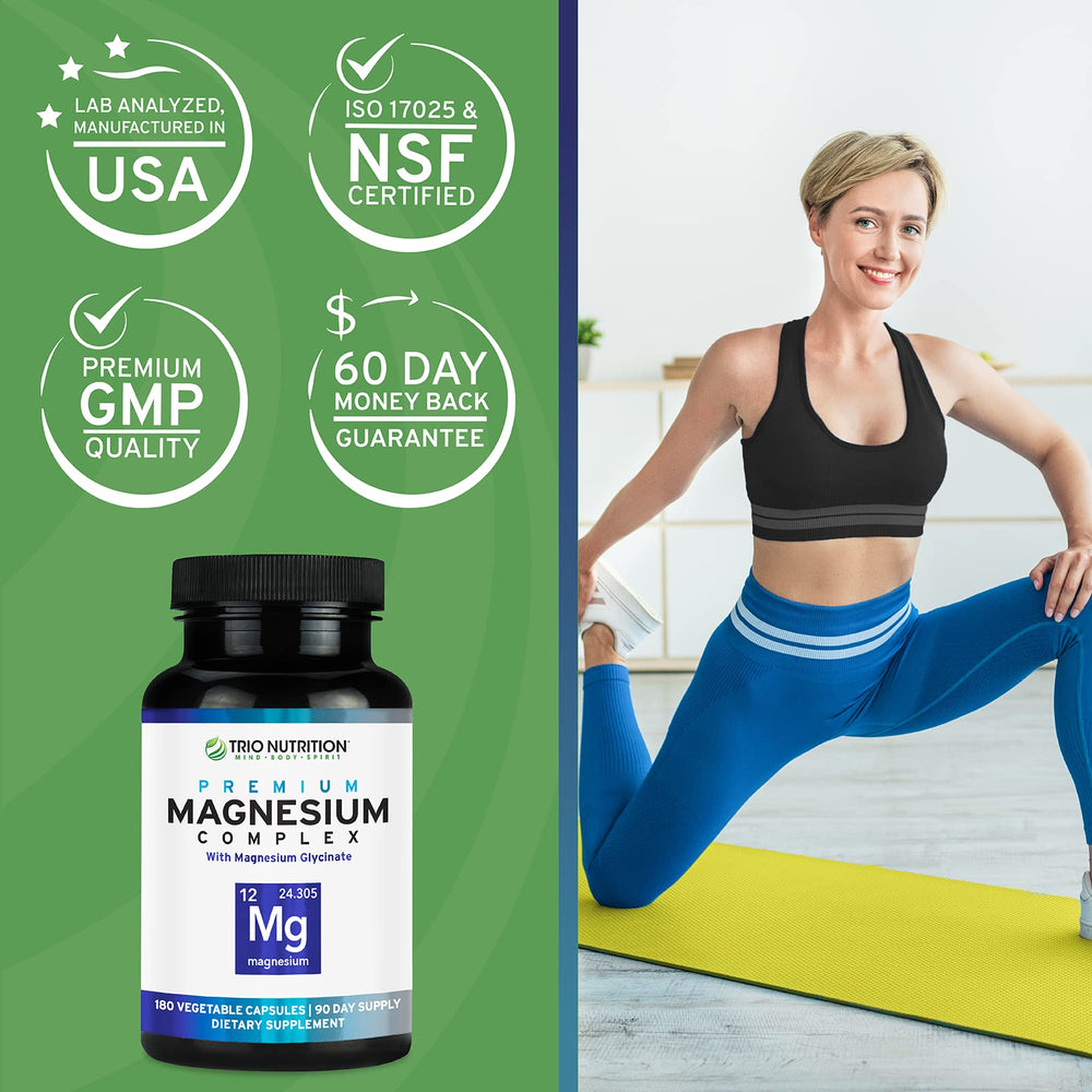 TRIO NUTRITION Magnesium Complex label highlighting Vitamin B6.