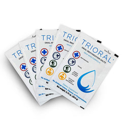 TRIORAL on-the-go packets shown for travel-friendly hydration during workouts.