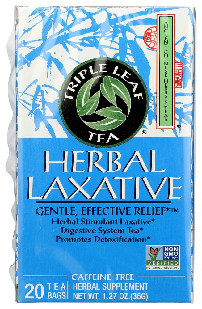 Triple Leaf Tea herbal laxative 20-bag pack for gentle overnight support.