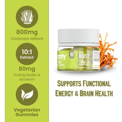 Troomy Boost Cordyceps gummies lemon-lime close-up for daily ritual