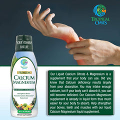 Tropical Oasis calcium magnesium glass bottle highlights premium packaging and reusable design.