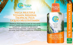 Tropical Oasis Mega Plus grape seed extract accent suggests antioxidant support.