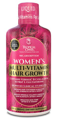 Tropical Oasis Women's Liquid Multivitamin bottle pour supports daily hair and skin health.