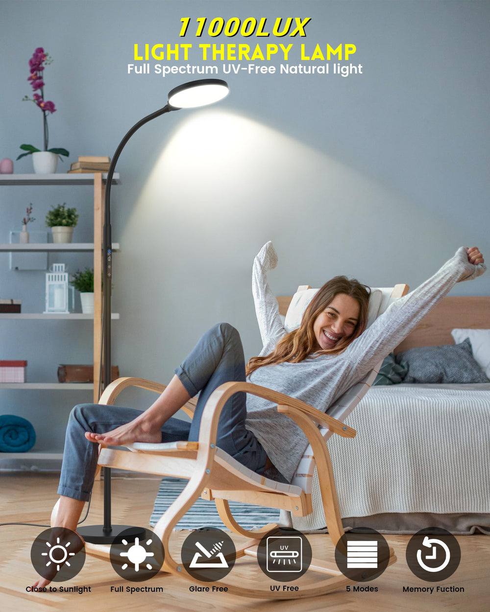Choose from 10 brightness levels for precise task lighting.
