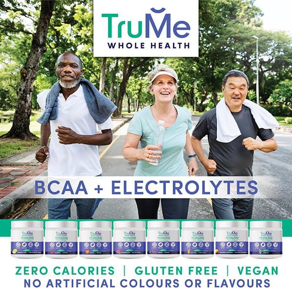 TruMe BCAA measuring scoop beside tub for daily use