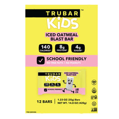 TRUBAR plant-based protein ingredients highlighted on the label, including brown rice and organic pea protein