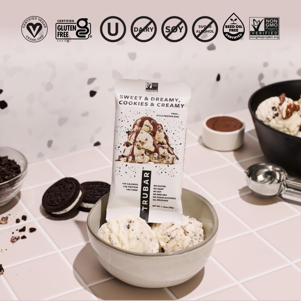 TRUBAR Simple ingredients label emphasizing plant-based gluten-free dairy-free.